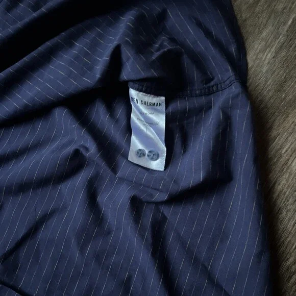 Ben Sherman NWOT Blue Stripe Short Sleeve Button Up Size XL 100 Cotton - Picture 8 of 16